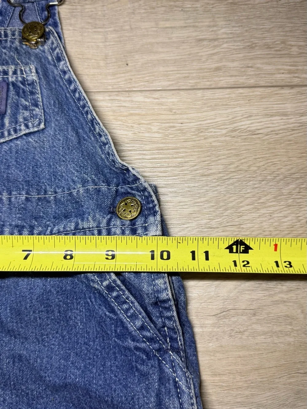 Vintage 1990s Oshkosh B’Gosh Dark Denim Shortalls With Pockets & Paper Tag